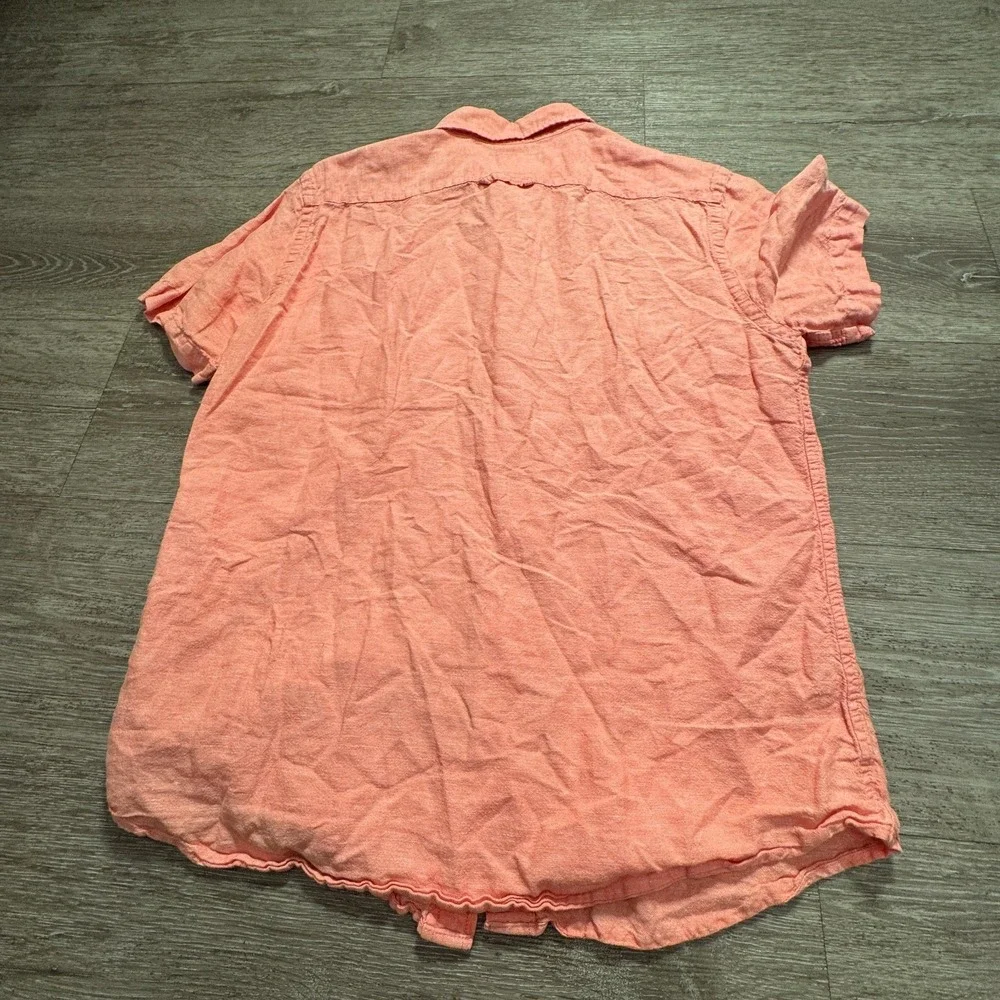 Banana Republic Shirt Mens M Pink Linen Cotton Slim Fit Summer Casual Preppy